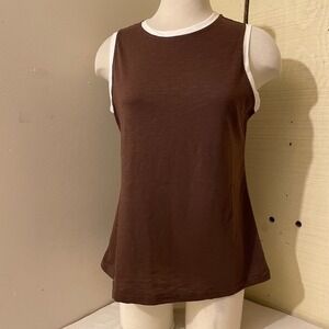 DOKOTOO Brown‎ White Trim Sleeveless Tank Top Women Size M NWT